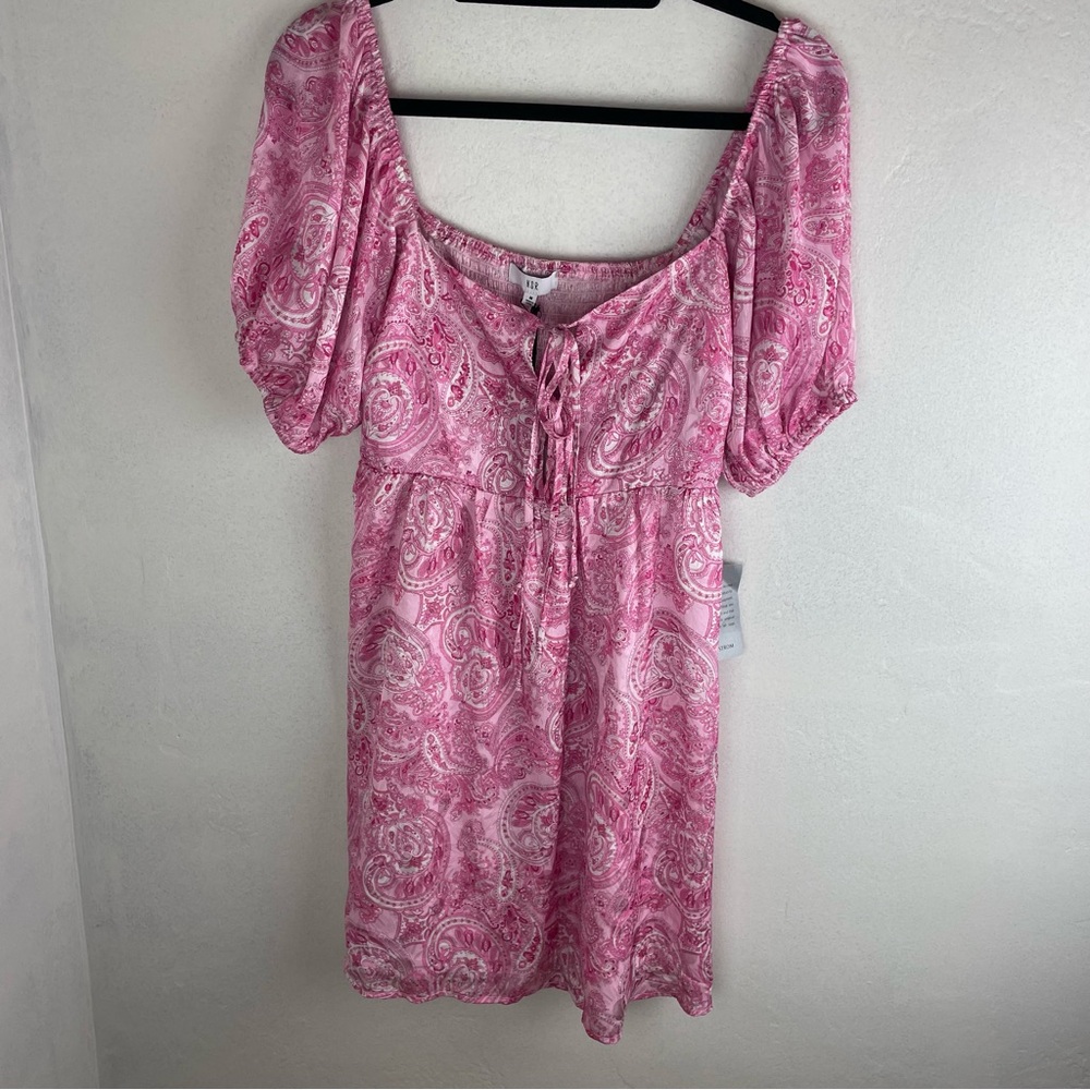 NSR Pink Paisley Dress with Tie Front